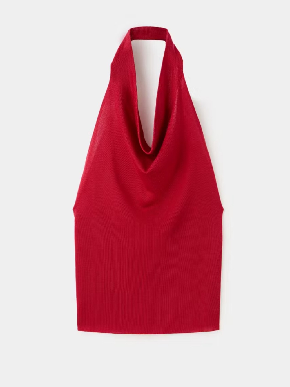 Mango Red Halter Cowl Neck Top